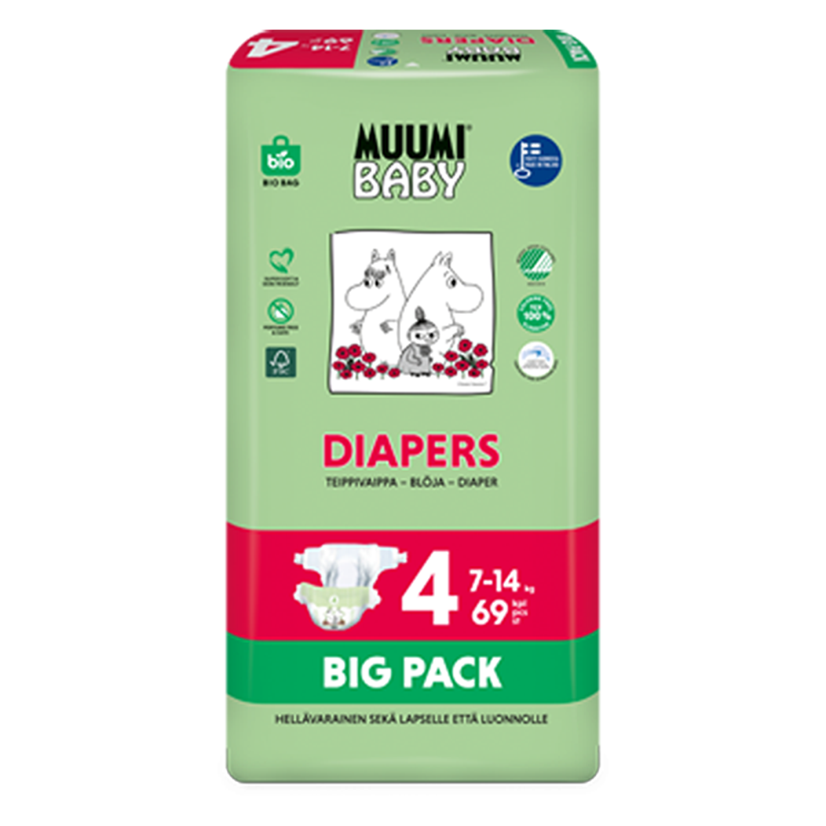 Muumibaby vaippapakkaus_Diapers Nr4 BigPack 69kpl